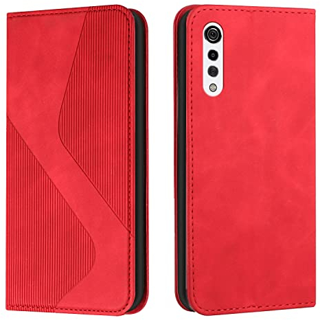 Mo-Somnus Kompatibel mit LG Velvet/G9/G900 Hülle, Magnet PU Leder Flip Wallet Case Tasche Handyhülle, Stoßfeste Schutzhülle LG Velvet/G9/G900 Brieftasche Klapphülle mit [Kartenfächer] (Rot)