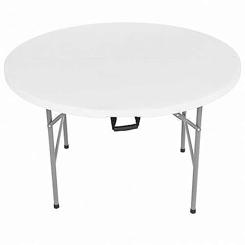 Heavy Duty Folding Trestle Table - 4ft (122cm) - Round - Easy Store Office Desk Workstation Events Arts and Crafts Party Catering BBQ Garden