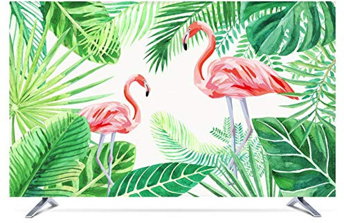 Outdoor Tv Cover 22 inch 75 inch Decorative Hood Cover for Screen TV Leaves Waterproof Green (Color : White, Specification : 22 inch)