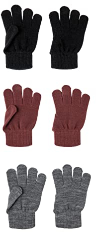 NAME IT Unisex Kinder NKNMAGIC Gloves 3P NOOS Handschuhe, Nocturne/Pack:3 Pack with Grey Mel/Black, 6 (3er