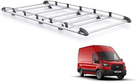 Rhino Roof Rack for Ford Transit 2014+ Van (Only for Long (L3) Wheelbase With High (H3) Roof) Heavy Duty KammRack with Integrated Ladder Roller (K626)