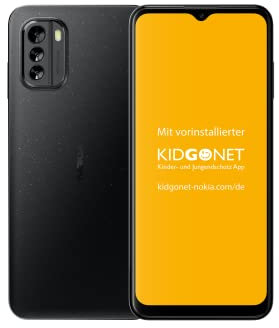 Nokia G60 5G Smartphone inklusive Kidgonet Lifetime-Lizenz, 6.58 HD+120Hz Display, 4GB RAM / 128GB ROM, Android 12, 50MP AI Kamera, 2 Tage Akkulaufzeit - Schwarz