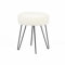 OHS Teddy Fleece Stool Hairpin Boucle Leg Foot Stool Rest Bedroom Upholstered Vanity Dressing Table Chair Round Pouffe - White Stool