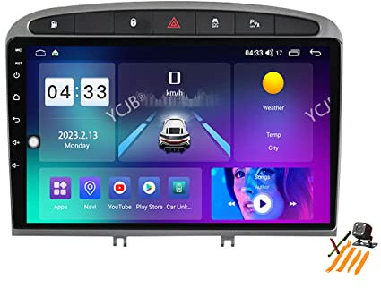 YCJB Android 12.0 Radio Double Din Car Stereo Sat Nav for Peugeot 408 RCZ 2007-2016 GPS Navigation 9'' Headunit MP5 Multimedia Video Player FM BT Receiver with 4G 5G WiFi DSP DVR Carplay,M100S