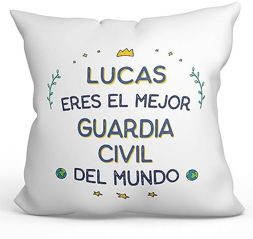 MUGFFINS Cojín Personalizable 40x40 cm para Guardia Civil Hombre Relleno Incluído - En Español - Mejor del Mundo - Regalo Original y Divertido