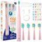 Seago Elektrische Zahnbürste Kinder ab 6, Kinderzahnbürste mit Smart Timer, 4 Weiche Ersatzbürstenköpfe, 5 Putzmodi, IPX7 Wasserdicht, 2 Buchstaben Aufkleber, USB Adapter, SG-2303(Hellrosa)