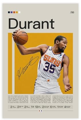 QINQUAN Kevin Durant Poster, Basketball, Leinwandposter, Wandkunst, Dekordruck, Bild Gemälde für Wohnzimmer, Schlafzimmer, Dekoration, ungerahmt: 30 x 45 cm