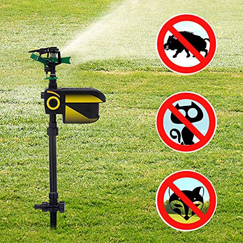 Kaichenyt Water Jet Animal Repellent, Up to a Distance of 30 Feet Solar Power Motion Activated Sprinkler Cat Deterrent Dogs Marten Raccoons Wild Animals, DE4WYH