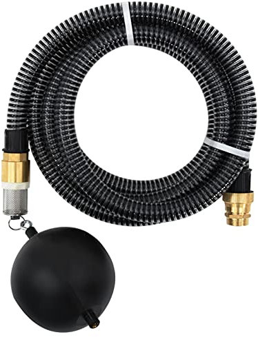 BaraSh Saugschlauch mit Messing-Anschlüssen Schwarz 1,1 15 m PVC EntwäSserungsschlauch Ansaugschlauch Gartenpumpe
