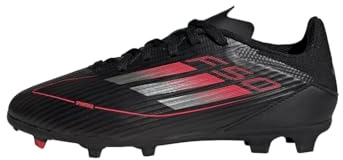 adidas Unisex Kids F50 League Football Boots FG/MG Kids, Core Black/Iron Metallic/Lucid Red, 4 UK