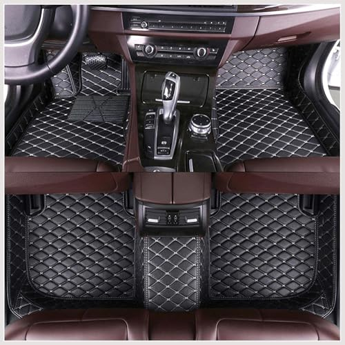 GDDUOYUE Benutzerdefinierte Auto Fußmatten passend für 99% All Weather Diamond Luxus Lederteppich, Wasserdicht Anti-Rutsch Automobil, Volle Abdeckung Schutz Bodenbelag Personalisierte,Black Rice