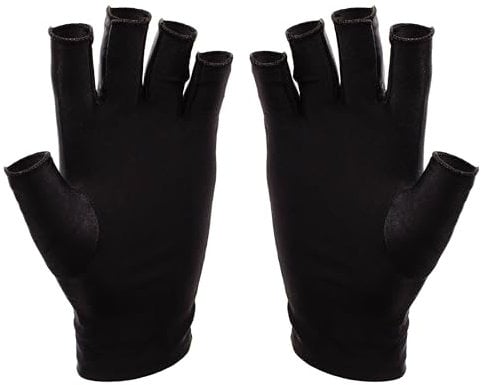 SUNUV Guantes UV para manicura y gel de uñas, UPF 50, para lámparas de uñas, guantes de protección UV, profesionales de manicura, negro