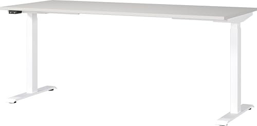 Germania Schreibtisch 7909-642, in Lichtgrau/Weiß, EL. höhenverstellb., 180 x 120 x 80 cm (BxHxT)