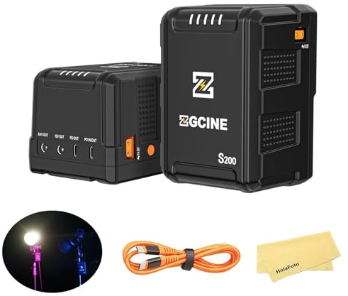 ZGCINE ZG-S200 14,8 V / 199,8 Wh V-Mount Akkuunterstützung D-TAP/BP/Eingang und Ausgang, V-Lock-Akku Kompatibel mit BMPCC 6K Pro/Canon EOS R5C / Sony FX3