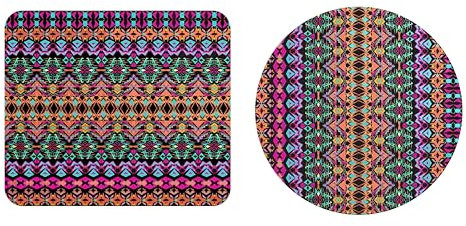 EHOMERY Tappetino Mouse Quadro Tappetini Per Mouse Personalizzabile Boemia Tappetino Mouse xxl Gaming Tappetini Mouse Economici - 2 Pack [20x24 cm And Dia 20 cm]