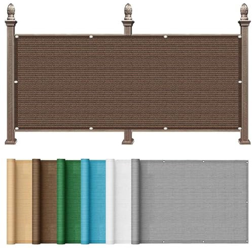 Brise-Vue pour Balcon 95 x 800 cm Protection UV, Résistant Au Vent et à l'eau Brise Vue Terrasse Exterieur avec Serre Câbles pour Jardin et Lieu de Fête, Marron