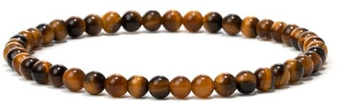 Landorilo Naturstein Perlen Heilstein Armband aus 4mm Runde Steinperlen, Yoga Armbänder für Damen Herren, Glücksarmband, Exquisite Geschenke, Ersatzperlen Inklusive(R Gelbes Tigerauge)