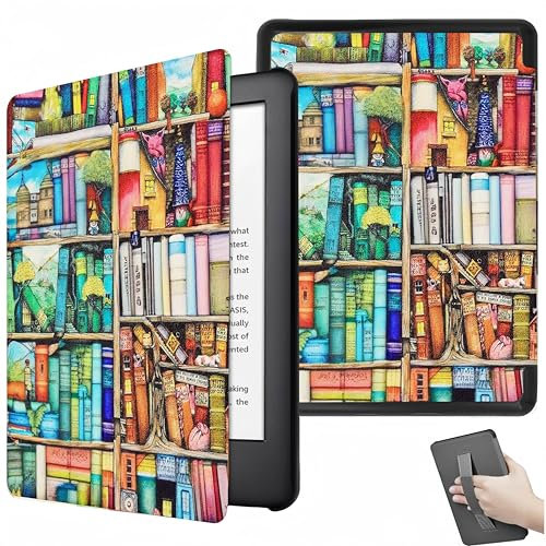 Étui pour Kindle Paperwhite 11e Génération 2021 & Signature Edition Léger, avec Fonction Auto Sleep/Wake Et Sangle De Maintien, Non Compatible avec d'autres Liseuses Électroniques (Étagères Colorées)