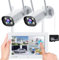 Camcamp CCTV Camera Wireless System with 7 Touchscreen Monitor - 2K Home Outdoor Security Surveillance with 32GB SD Card, No WiFi Need, Color Night Vision, 2 Way Audio, Motion Detection