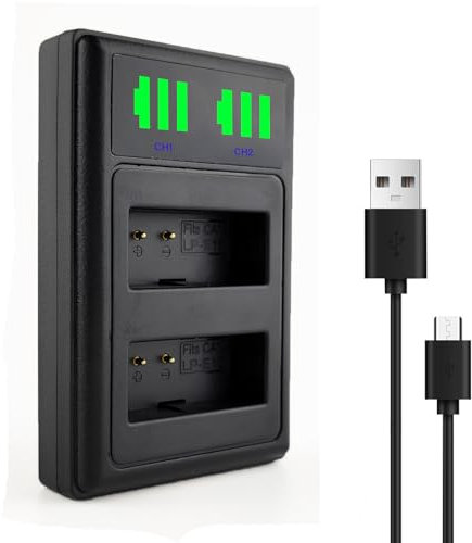 YUEFANSEN LP-E10 LC-E10 LC-E10C LC-E10E Chargeur À Double Emplacement, USB 10 W, Vitesse De Charge avec Écran LCD, Compatible avec Canon EOS Rebel T7 T6 T5 T3 T100 4000D 3000D 2000D 1500D 1300D 1200D