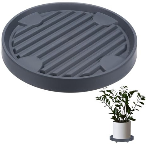 M METERXITY Support pour Plantes avec roulettes, 31cm Support de Plantes Rond avec roulettes Dissimulées pour Pot de Fleurs/Jardinière, Chariot à Palettes pour Plantes à 360° [165Lbs, Gris]