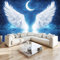 Vlies Fototapete Fantasie Nachthimmel Engelsflügel - Foto Tapete Schlafzimmer Wohnzimmer Moderne Vliestapete 250 x 175 cm Wandtapete Motivtapeten Bildtapete 3D Effekt Wand Dekoration
