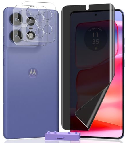AnnhanT Protector Pantalla para Motorola Edge 50 Pro, Privacidad Película TPU Flexible [sin vidrio] 1 Piezas y Cristal Templado Lente cámara 2 Piezas. Antiespia Protector Motorola Edge 50 Pro