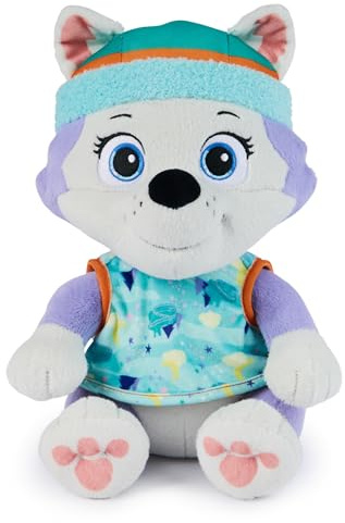 PAW Patrol, Bedtime Plüschtier Everest, 25,4 cm, mit wendbarem Outfit, Kinderspielzeug für Jungen und Mädchen ab 3 Jahren