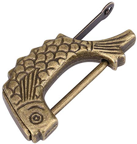 Cadenas à Serrure en Métal Bronze Antique en Forme de Poisson pour Tiroir, avec un Style Chinois Ancien et un Design en Forme de Poisson, pour la sécurité de Vos Objets et comme