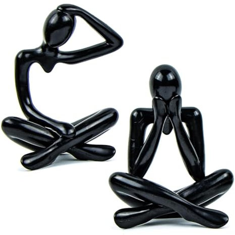 VPOUERY 2 Pezzi Statue Decorative,Decorazioni per Ufficio,Figure Decorative Statuette Decorative Casa Soggiorno Decorativo Moderno da Appoggiare Scultura Astratta in Poliresina Idea Regalo