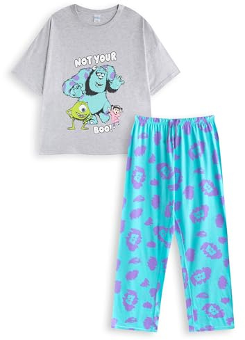 Disney Graues Top für Damen von Monsters Inc | Kurzarm Not Your Boo! Grafik-T-Shirt | Mit Sully, Boo & Mike Wazowski | Relaxed-Fit-Nachtwäsche und Lounge-Kleidung