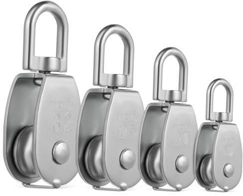 Yardwe 4 Stück Edelstahl Und Seilrollen Größe 15, 20, 25, 32 Langlebige Präzisionsflaschenzüge Für Drahtseilkrane Und Maritime Anwendungen