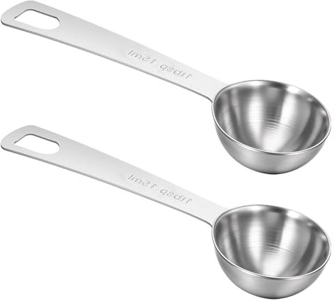 2 cucharas medidoras individuales de acero inoxidable, cucharas medidoras de metal, utensilios de cocina, cucharadas pequeñas para cocinar, hornear, medir ingredientes líquidos secos, especias, café