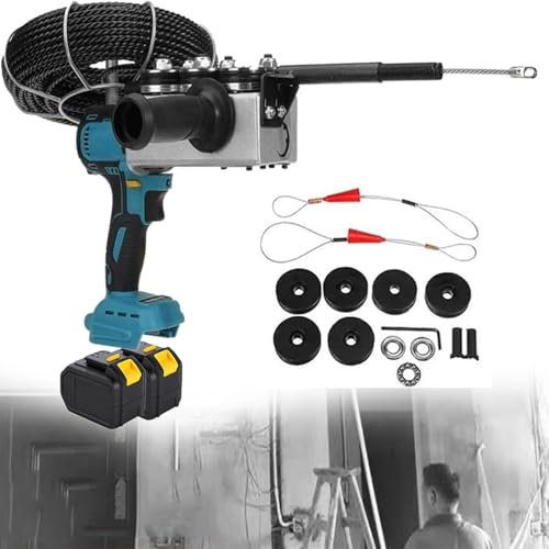 Tirador de Cables,Guía pasacables Profesional, Máquina encordadora baterías Litio, Tirador de Cable magnético, Ayuda para enhebrado Cables, Herramienta Hacer Hilos PVC,2*battery