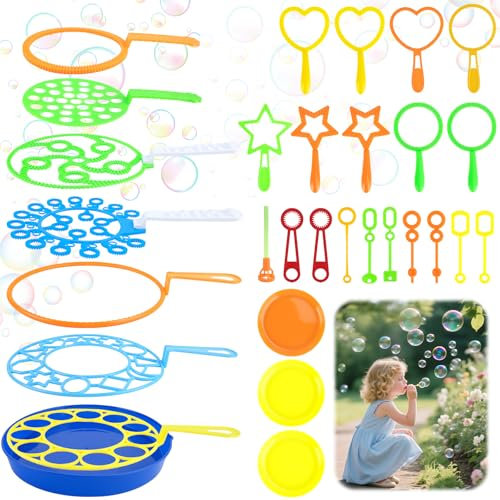 Muyohix Baguette à Bulles Ensemble, 30PCS Bulles de Savon Enfant Géante Kit, Bulles Sticks pour Enfants pour Jeux Exterieur Enfant, Jeu Plein Air Été Fête, Jeux Mariage, Jeux Anniversaire Enfants
