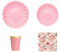 OH YEAH - Set Vajilla Desechable Fiesta 6 Personas Rosa - Vasos Cartón 270 cc + Platos Cartón Ø18 y Ø23 cm + Servilletas Papel - Menaje para Cumpleaños y Eventos - FIESTA COLOR FLORAL
