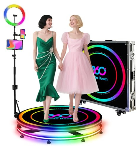360-Grad-Fotokabinen-Maschine, automatische Zeitlupe, 360-Grad-Drehkamera, Videokabine auf App-Steuerung, individuelles Logo, RGB-Licht, mit Flugtasche (80 cm)