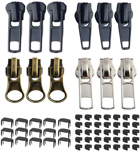 Reißverschluss Reparatur Set,RoadLoo 62 Stück Ersatz Zipper für ReißVerschluss Schieber Reisverschluss-Reparaturset Reißverschluss-Zipper Reisverschlußreparatur Set für Jacken Taschen Mantel(#5)