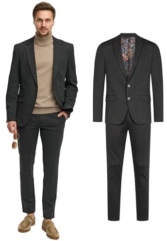JEFF Herren JFEzra Anzug Set 2-teilig Anzugjackett und Hose Herrenanzug | Klassischer 2-teiliger Anzug mit Stretch in Regular Fit, Herrensakko, Anzughose, Businessanzug, Hochzeitsanzug für Männer