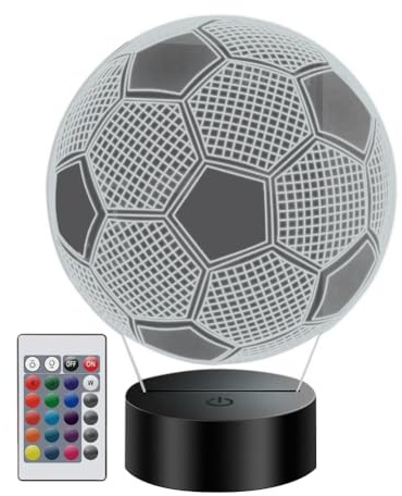 Eighosee Football Lamp for Kids, 3D Illusion Night Light, 16 Colors, Remote Control, for Boys,