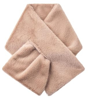 CODELLO FAKE FUR SCARF POLYESTER SOLID beig - 27X120CM