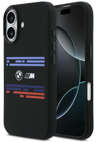 CG MOBILE BMW M Silikon-Horizontalstreifen kompatibel mit MagSafe-Hülle für iPhone 17 (Schwarz)