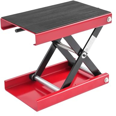 Deurqund Motorrad Hebebühne, höhenverstellbarer Motorradheber 9,3–35 cm – Tragkraft 500 kg, klappbare Motorradhebebühne für Reifenwechsel & Wartung mit Rutschfester Plattform (Rot)