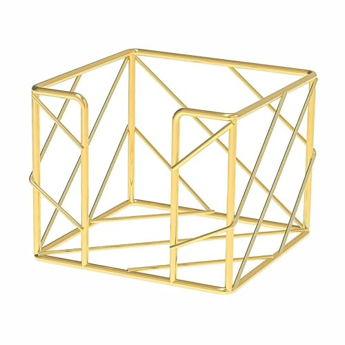Notizblockhalter, Schreibtisch Notizorganizer & Notizzettelspender, Schreibtischaccessoire aus Eisengitter für Büro, Zuhause & Studium, Gold