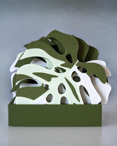 Monstera Coasters Set with Holder 6 PCS 3D Printed Leaf Coaster Set Plant Decor