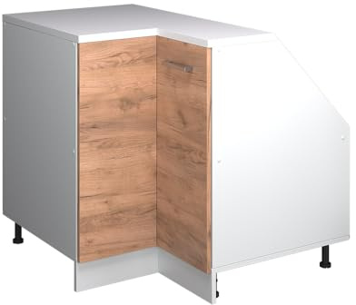Vicco Eck-Küchenschrank für Dachschrägen R-Line, Goldkraft Eiche, 75.6 cm mit 1 Tür, Schrankkorpus 60 cm Tiefe, zur freien Kombination innerhalb modularer Küchensysteme
