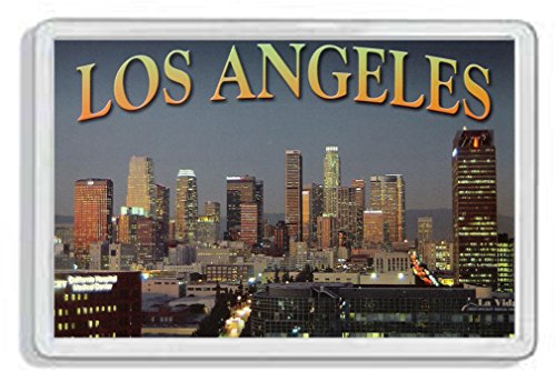AWS Magnet PVC harte Los Angeles USA Souvenir Gadget USA Amerika Magnet Fridge für Kühlschrank aus hartem Kunststoff mit Bild Foto Stadt City Metropolen United States of America LosAngeles
