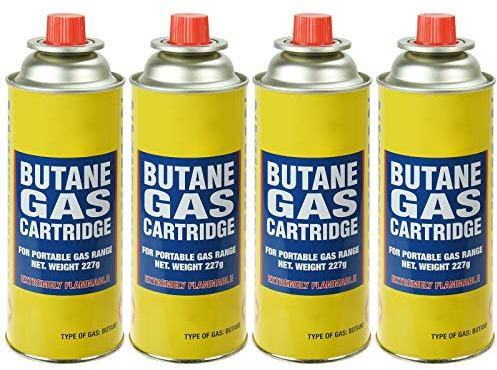 ASAB Pack of 4 Butane Gas Canisters for Camping Stove Cooking & Outdoor Destroys Moss Fungus Adjustable & Portable Flame Blowtorch Camping Gas Canisters Bottles for Weed Burners BBQ Grill