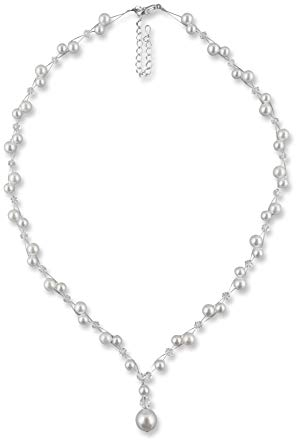 Rivelle Damen Y-Kette mit Perlen weiß Perlenkette Perlen Collier Halskette Necklace Modeschmuck Hochzeit