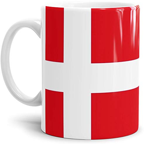 Tassendruck Flaggen-Tasse/Souvenir/Urlaub/Länder-Fahne/Kaffetasse/Mug/Cup - (Dänemark, Normal)